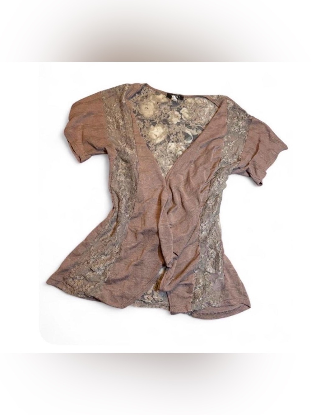 Deb Mauve Lace-Trim V-Neck Blouse